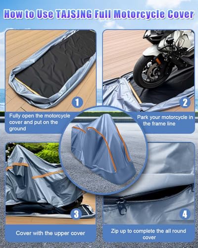 Full Enclosed Motorcycle Cover Waterproof Outdoor/Indoor Storage Waterproof Motorcycle Cover Heavy Duty Fits Motorcycles Length up to 96" with Reflective Strips Windproof Sunproof Dustproof - size: 2.(XXL)96"Lx45"Wx53"H