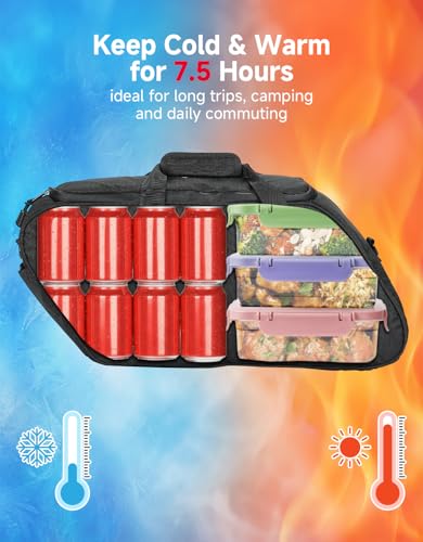 KEMIMOTO Saddlebag Cooler Bag, Keeps Hot & Cold Up to 7.5 Hours Insulated Cooler Bag Leakproof EVA for Touring Road Glide Street Glide Road King Tear-Resistant Road Trips Camping Picnic Travel