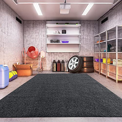 HOMBYS Garage Floor Mats for Under Car, Dark Grey Garage Flooring Rug, Motorcycle Oil Spill Mat, Absorbent Oil Garage Parking Mat 7'9"x18', Non Slip and Waterproof Backing - size: 18'x7'9''