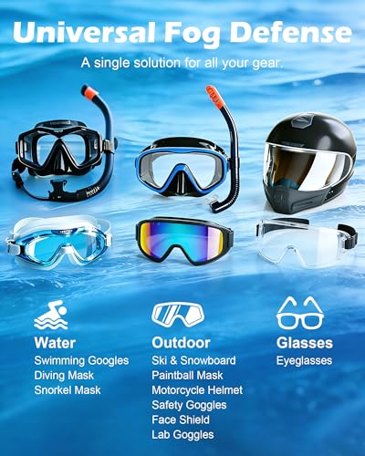 Safe Anti Fog Spray for Swim Goggles Glasses, 2 Pack Quick and Long-Lasting Defogger for Eye Glasses Swim Goggles Ski Goggles Snorkel Mask Scuba Diving Mask Motorcycle Helmet Visor Hockey Shield