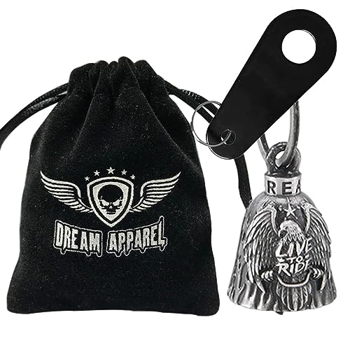 Dream Apparel Motorcycle Bell Guardian Angel Drive Away Gremlin, Biker Bell for Men Women Rider Riding, Good Luck Gift - color: Eagle & Live to Ride