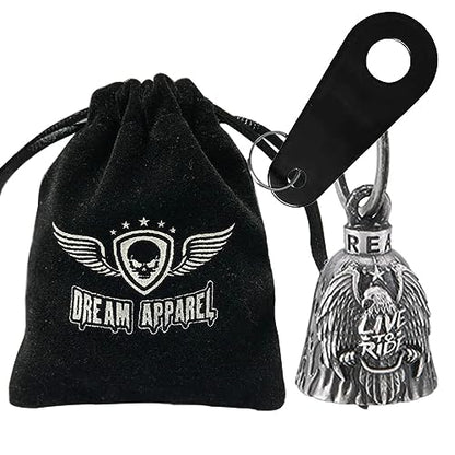 Dream Apparel Motorcycle Bell Guardian Angel Drive Away Gremlin, Biker Bell for Men Women Rider Riding, Good Luck Gift - color: Eagle & Live to Ride