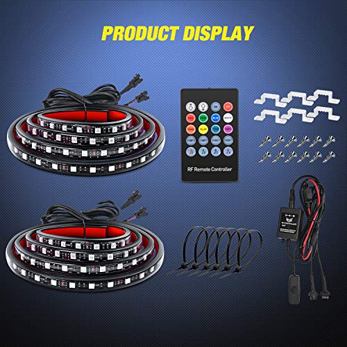 Nilight - TL-31 2PCS 60Inch RGB Truck Bed Light Strip Kit 180 LED RF Remote Control with On Off Switch Blade Fuse 2Way Splitter Extension Cable for Cargo Pickup Truck SUV RV Boat, 2 Years Warranty - color: 2Pcs 60Inch RGB Bed Strip w/Remote