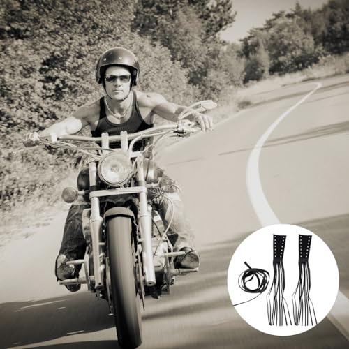 Garneck Motorcycle Lever Tassels Fringe Leather Motorcycle Lever Handlebar Throttle Brake Clutch Grip Covers Wraps