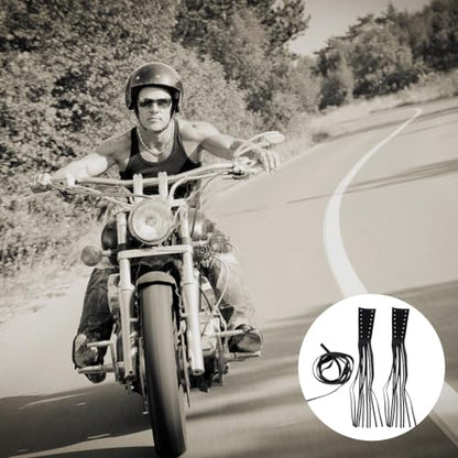 Garneck Motorcycle Lever Tassels Fringe Leather Motorcycle Lever Handlebar Throttle Brake Clutch Grip Covers Wraps