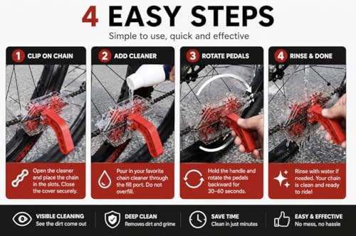 Bike Chain Cleaner Tool for Bicycle Chains, Road and MTB Bikes | Easy-to-Use, Transparent Design, Deep Cleaning, Road & MTB Bikes