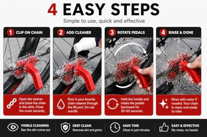 Bike Chain Cleaner Tool for Bicycle Chains, Road and MTB Bikes | Easy-to-Use, Transparent Design, Deep Cleaning, Road & MTB Bikes