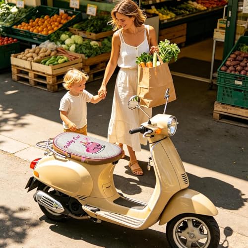 Scooter Seat Protector – Reflective Sun Blocking Cushion Cover, Ddual Layer Thermal Barrier, Weather Resistant Saddle Guard | Ideal for Electric Scooters, Mopeds, Outdoor Parking, Hot Climate - color: Pink