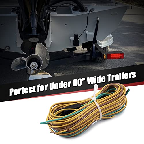 Gonice 25Ft 4 Pin Trailer Wiring Harness Extension Kit, 4-Way Flat Plug, 5-Wire Male & 4-Wire Female Connector with 18 Gauge White Ground - size: 25FT