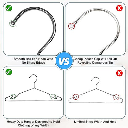 Heavy Duty Metal Hangers with Unique Hook Design Durable & Sturdy Coat Hangers 4mm Thick Withstands 25lbs Weight Smooth Powder Coated Finish Compact Shirt Hangers - 10 Pack Chrome - color: Chrome - 4mm Heavy Duty Hanger
