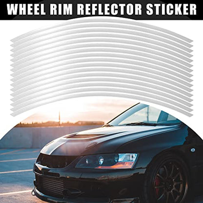 X AUTOHAUX 16pcs Fit 17" Wheel Motorcycle Car Bike Wheel Rim Sticker Strips Reflective Stripe Tape Reflector Silver Tone - color: White