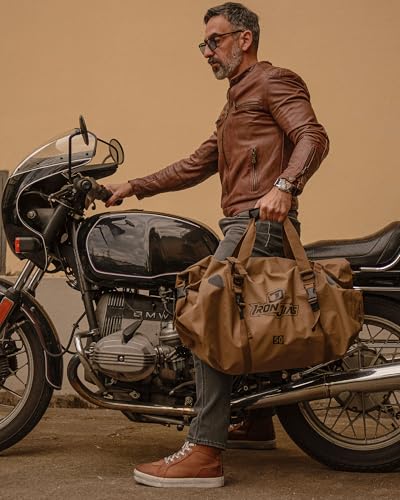 IRON JIA'S Motorcycle Dry Bag - Waterproof Duffle & Luggage Tail Bag Saddle Bags with Roll Top Closure, Shoulder Straps, Inner Pocket and Mesh Pocket (Black, 30L) - color: Black, size: 30L