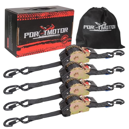 4 Pack Retractable Ratchet Straps (1" × 10'), 1500LBS Break Strength Ratchet Tie Down Straps Heavy Duty Auto Retracting Ratchet Straps for Motorcycle, Trailers, Boats, ATVs, UTVs - style: 1in x 10ft (Pack of 4)