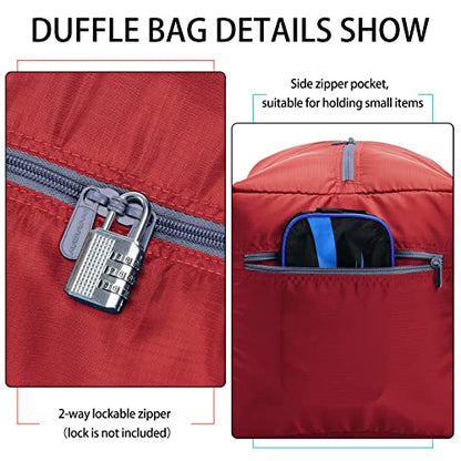 iFARADAY 2 Packs Foldable Duffel Bag 30" / 75L Lightweight with Water Rresistant for Travel - color: Red- 2PCS