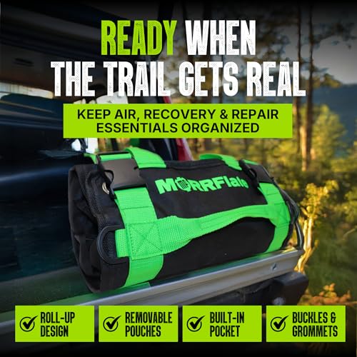 Off-Road Tool Roll Organizer - Heavy-Duty 600D Roll-Up Bag with 3 Rip-Away Zipper Pockets & 1 Built-in Pocket - Versatile Tool Storage for Overlanding, Bag Organizer, Camping, Garage & Vehicle Storage