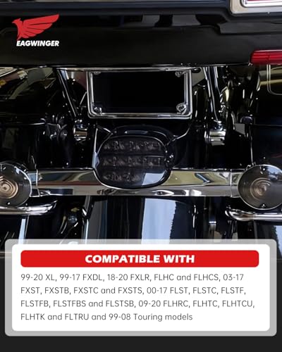Smoked LED Tail Light 3 Wire Motorcycle Rear Brake Running License Plate Light Compatible with Harley Dyna Street Bob Fat Bob Softail Electra Glide Road King Touring (Grid Smoke) - color: Grid Smoke