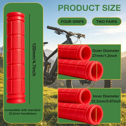 2 Pairs Bike Handlebar Grips for Bikes - color: Black and Red