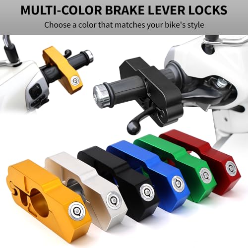 CHIFUN Universal Motorcycle Handlebar Lock CNC Aluminum Handle Bar Grip Throttle Brake Anti-Theft Lock Compatible with ATV Motorbike Scooter Dirt Bike(Black) - color: Black