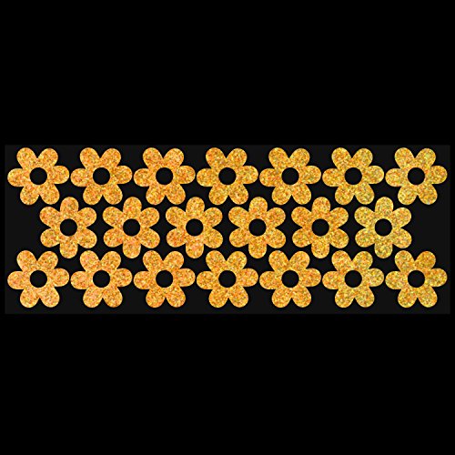 LiteMark Reflective Petal Flower Power Vinyl Stickers, Great for Laptop, Phone, Helmets, Bicycles - Yellow, Pack of 20 Pcs - color: Yellow