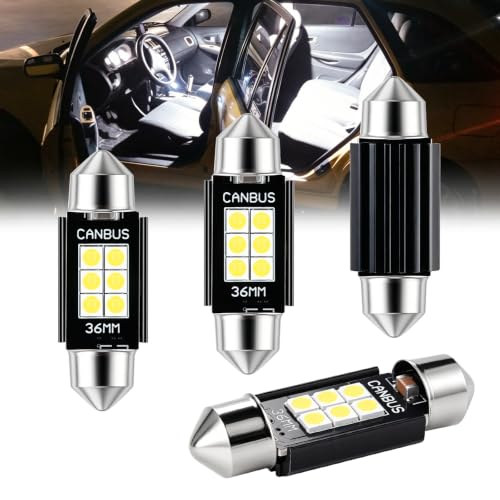 iBrightstar 9-30V Extremely Bright 6411 6418 C5W Festoon LED Bulbs Error Free 1.5" 36mm for Interior Map Dome Lights and License Plate Courtesy Lights, Xenon White - color: Xenon White, size: 36mm