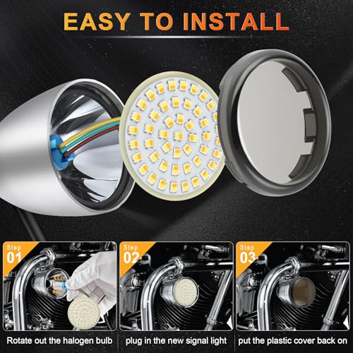 LivTee Extremely Bright Front Turn Signals & Running Switchback LED Lights Panel with 1157 Base Compatible for Harley Dyna Street Glide Road King, Motorcycle Accessories, White/Amber - color: Front - New