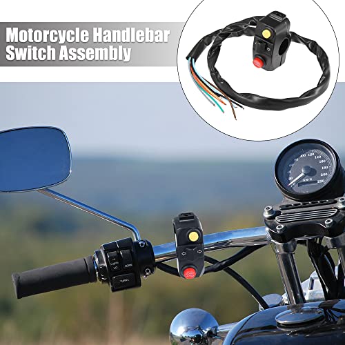 Motoforti DC 12V 7/8" 22mm Motorcycle Handlebar Switch Assembly with Horn Indicator High Low Beam Light