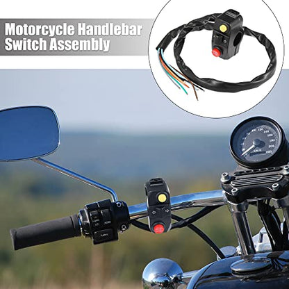 Motoforti DC 12V 7/8" 22mm Motorcycle Handlebar Switch Assembly with Horn Indicator High Low Beam Light