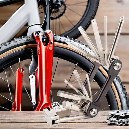 WIWUE GUO Bike Chain Tool, Ultimate Bike Multitool Kit | Lightweight Stainless Steel, Includes Chain Breaker, Tire Repair Kit, Motorcycle Accessories
