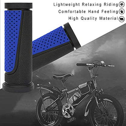 TOPCABIN Bike Handlebar Grips,Short Mini Bicycle Handlebar Grips Two-Color Rubber Bike Grips Fit Many Standard Bikes 2PCS 90MM Length - color: Black + Navy Blue - 90mm