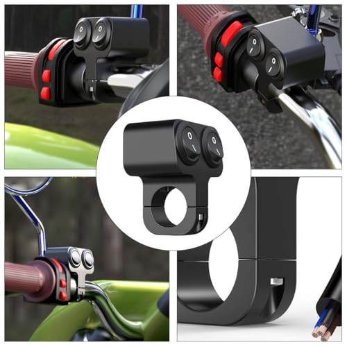 Motorcycle Handlebar Switch 22mm Waterproof Off Button Dual Toggle for Driving Lamp Control Compatible Motorbike Accessories and ATV Lights