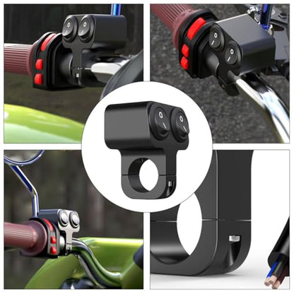 Motorcycle Handlebar Switch 22mm Waterproof Off Button Dual Toggle for Driving Lamp Control Compatible Motorbike Accessories and ATV Lights
