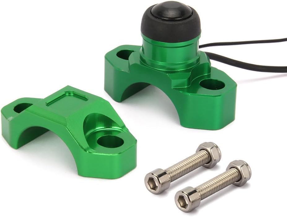 JFG RACING CNC Dirt Bike Engine Stop Start Kill Switch Button CNC with Mounting Backplate Universal for KX KLX KLR 110 140 250 450 650 - Green - color: Green, size: Medium