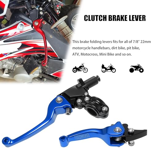 7/8inch 22mm Universal Motorcycle Clutch Brake Lever Folding Levers for 50/110/125/140/150cc Dirt Pit Bike SSR RFZ 125 DBX18/19 Xpro Coolster Thumpstar Baja Apollo (Blue) - color: Blue