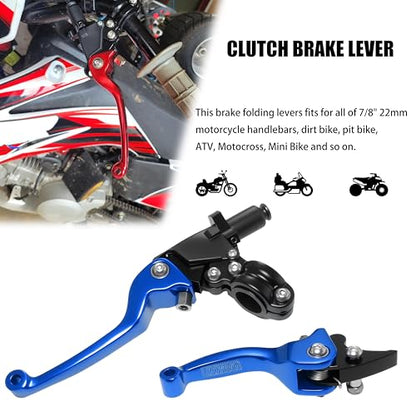 7/8inch 22mm Universal Motorcycle Clutch Brake Lever Folding Levers for 50/110/125/140/150cc Dirt Pit Bike SSR RFZ 125 DBX18/19 Xpro Coolster Thumpstar Baja Apollo (Blue) - color: Blue