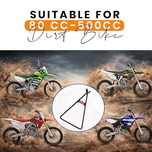 GRAND PITSTOP Heavy Duty Motorcycle Triangle Stand - Universal Paddock Stand for 80-500cc Dirt Bike Supermoto Motocross - Fits 18mm 14.5mm 11mm Axles - Steel Maintenance Lift