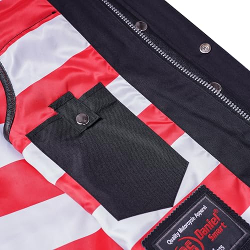 Daniel Smart Leather Vest Premium Soft Buffalo Milled leather with American Flag lining and Inside Pockets - size: 3X-Large