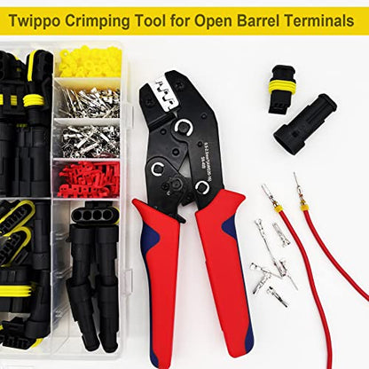 20 Kits 2 Pin Connector Automotive Electrical Connectors Quick Disconnect 2 Wire Waterproof Connector Terminal Plug Kit with Ratchet Crimping Tool - color: 2pin/20kit With Crimper