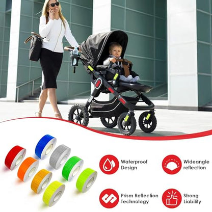 8 Rolls of 8 Colors High-Visibility Reflective Tape - Waterproof Self-Adhesive Safety Stickers for Outdoor Nighttime Visibility, Trailers, Clothing, Vehicles (1 in x 80 ft.) | Reflective stickers, night safety, waterproof, self adhesive. For clothing, tra