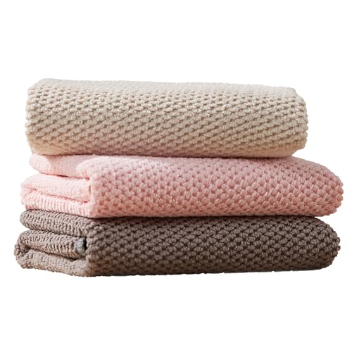 JOYMOOP Microfiber Cleaning Cloth, Soft Absorbent Cloth, Multi-Purpose Cleaning Cloth, Highly Absorbent Cleaning Rags, Lint-Free, Streak-Free Cleaning Cloths for Kitchen Home Office-3Pcs - color: Mixed [Pink+beige+brown], size: 15.7"x11.8" - 3pcs