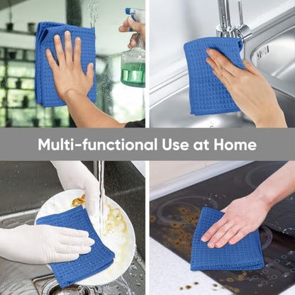 HOMEXCEL Waffle Weave Microfiber Towel, 10 Pack Lint Free Cleaning Rags, 12 x 12 Inches Barista Towels, Reusable Microfiber Cleaning Cloth for Household, Kitchen, Glass and Window, Blue - color: Blue