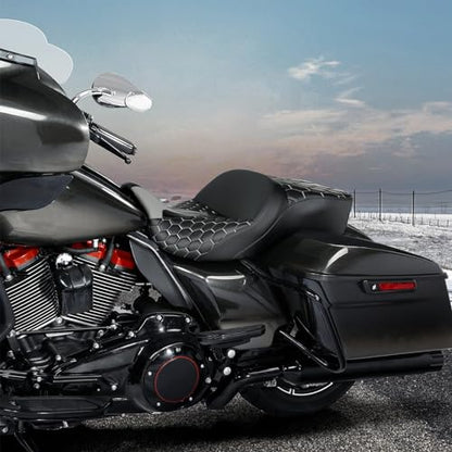 C.C. RIDER Gel Seat Driver Passenger Seat Hammock Gray Hexagon Fit For Harley Touring 2009-2023 Street Glide Road Glide Road King Electra Glide and 2009-2021 Tri Glide - color: 23# Gel Grey