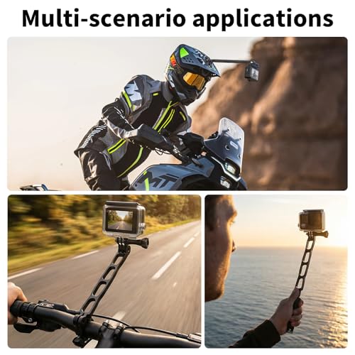 Aluminum Alloy Extension Arm for Gopro, Metal Pole Mount Helmet Stick Extension Arm Mount for Gopro Hero 13/12/11/10/9/MAX/8/7/6, DJI Action 5 Pro/4/3/2, Insta 360 One RS and More (Black-7.1in'')