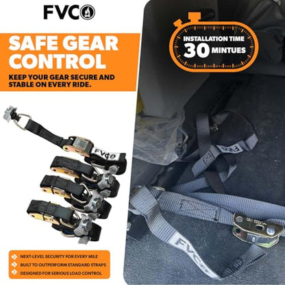 Flatline Van Co Heavy-Duty 1-Inch Cam Strap System - Adventure Van L-Track Anchors - 680 lb Nylon Cam Buckle Straps & Cam Buckle Tie Down Straps, 4-Pack 96"