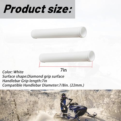 7" Snowmobile Handlebar Grips Compatible with 7/8'' Handlebars-Cat Polaris Skidoo Ultra Tacky Diamond Grip Surface is Soft and Comfortable - color: White
