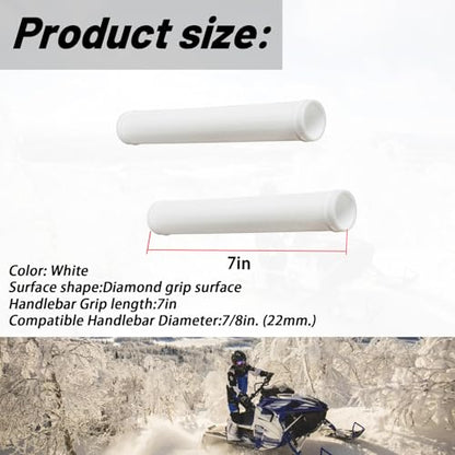 7" Snowmobile Handlebar Grips Compatible with 7/8'' Handlebars-Cat Polaris Skidoo Ultra Tacky Diamond Grip Surface is Soft and Comfortable - color: White