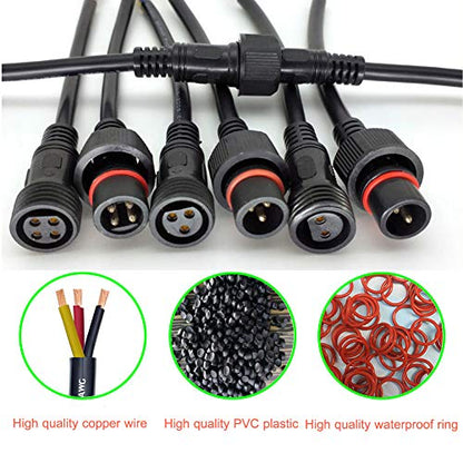3 Wire Waterproof LED Connector, 16AWG Male Female Plug with IP65 Waterproof Wire Connectors, 20CM Extension Cable for Car LED Strip Lights - size: 16AWG 3Pin waterproof connector