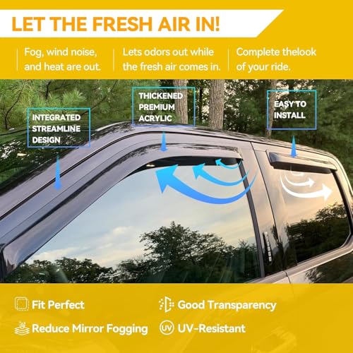Rain Guards for 2002-2006 Honda CR-V CRV, Out-Channel Window Visor Shields Vent Deflector Shade Wind Dark Smoke 2003 2004 2005 02 03 04 05 06, Tape-On Outside-Mount, 4PCS - style: For 2002-2006 | Honda CR-V CRV | Out-Channel