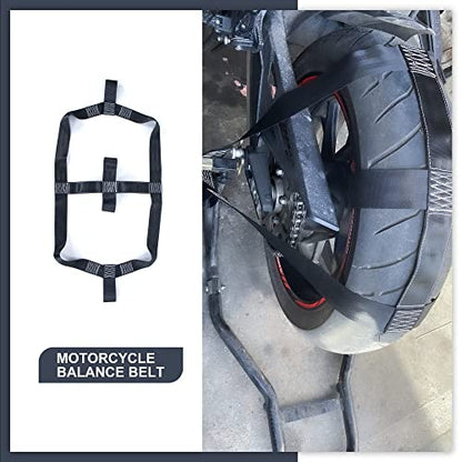 Motorcycle Rear Wheel Tie Down Strap and Bar Harness Handlebar, Universal Soft Loop Strap Wheel Transport Balance Tire Straps for Trailer Scotter and Motorcycle (Handlebar and Real Straps) - style: Handlebar and Real straps