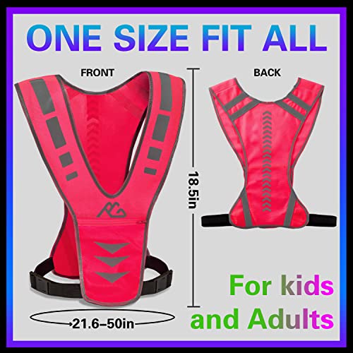 GoxRunx Reflective Running Vest Gear with Reflective Bands for Women Men Safety Reflective Vest for Walking Running Cycling at Night - color: Pink