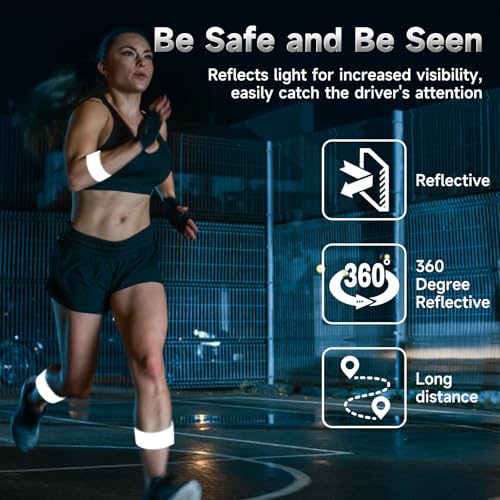 2 Pcs Reflective Bands for Night Running Walking Elastic Ankle Straps, Arm/leg Safety Wrist Band for Outdoor Sports